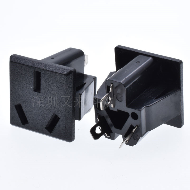 AC电源插座 品字座 国标三脚电源插座端子 电器插头配件BX-6D