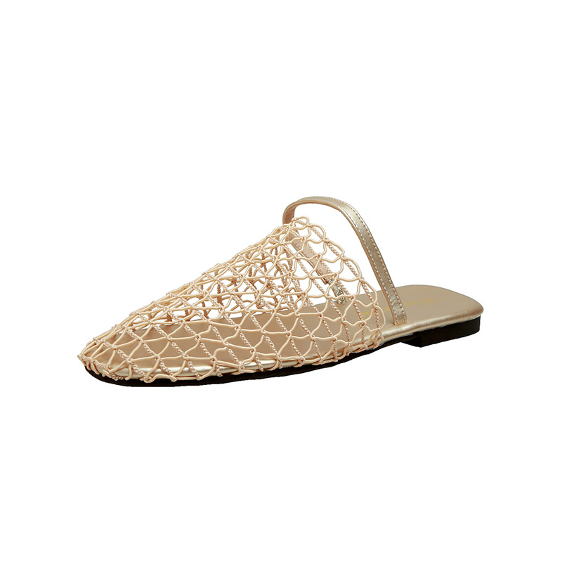 Sandalias planas con correa para el dedo de la pie Grape Mom Net Bread para mujer, verano 2025, garantía de logística transfronteriza de fin de temporada
