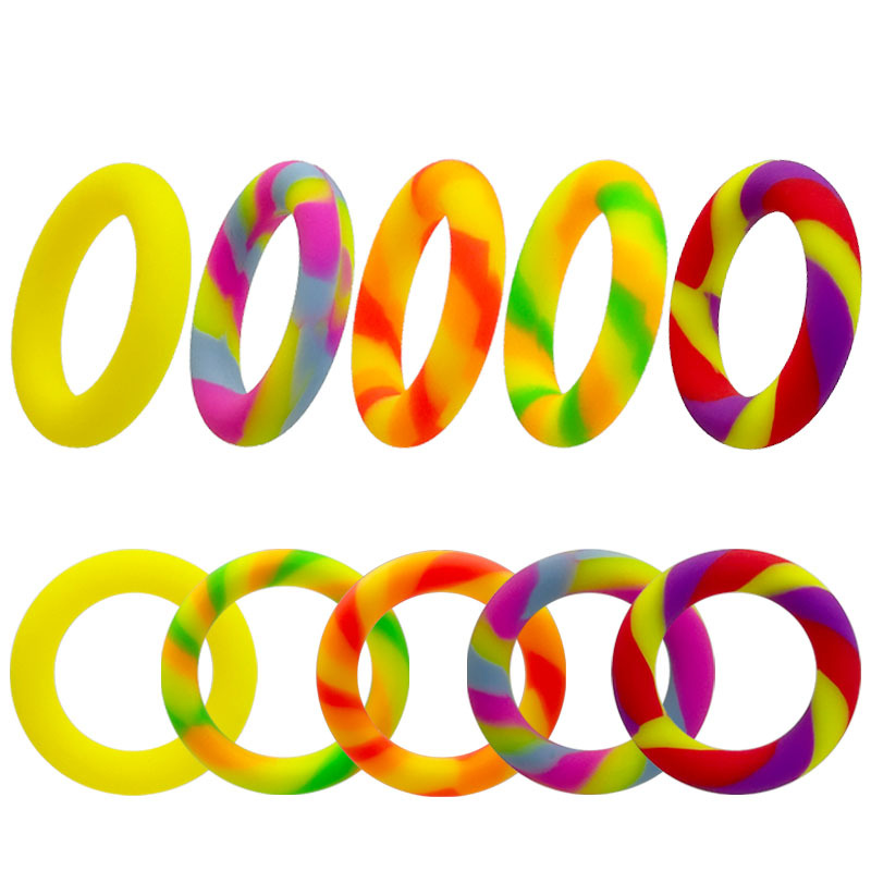 Men’s Silicone Rainbow Locking Ring, Long-Term Wear Delay Ring, Yellow Large — detail image 3
