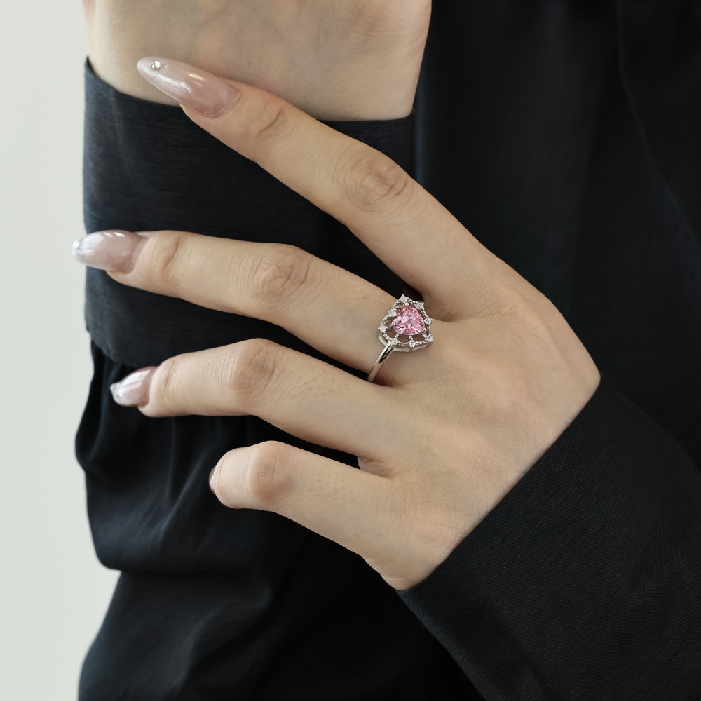 3g Weight Zircon Inlay Material Rings Classification 5, 9 Ring Size Banquet, Daily Occasion 925 Sterling Silver Material Heart Shape Pattern 2025 Spring and Summer Season Women's Gender Plating Design Elegant, Simple Style Style 925 Sterling Silver Zircon Heart Shape Rings 925 Sterling Silver Rings 17