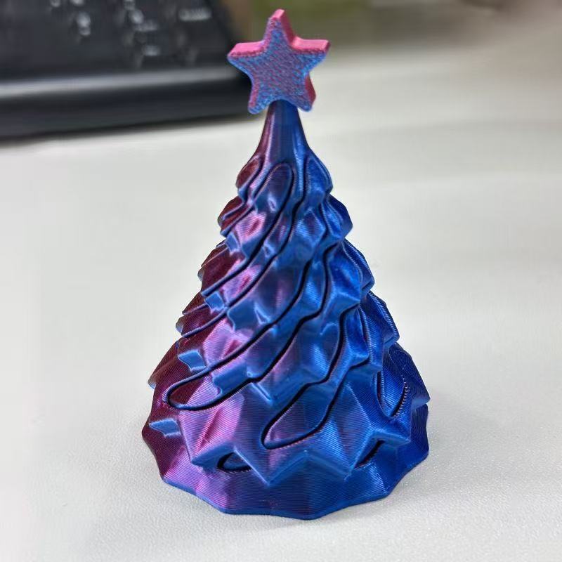跨境新款3D打印圣诞树推推乐摆件圣诞节创意礼物螺旋解压玩具批发|undefined