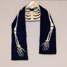 街头秋冬保暖骷髅星星猫咪条纹提花针织围巾披肩百搭字母男女围脖