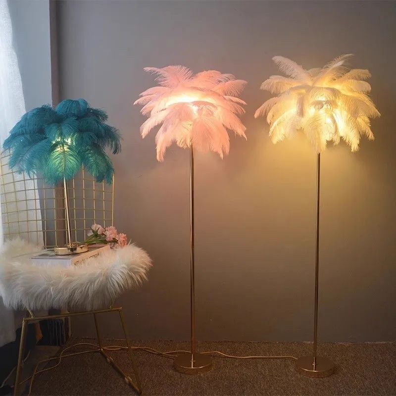 Feather Floor Lamp Living Room Ostrich Atmosphere Vertical Lamp Bedroom Bedside Lamp Internet Celebrity Light Luxury Live Broadcast Room Creative Table Lamp