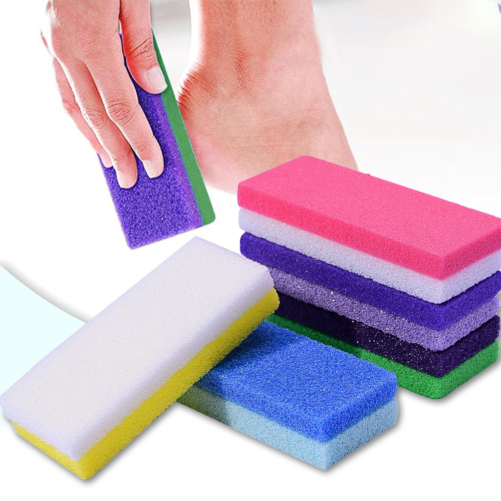 Cross-Border 5-Piece Set of Dual-Color Pu Foot Scrubbers for Removing Dead Skin, Double-Sided Rectangular Foot Exfoliating Sponge Tool