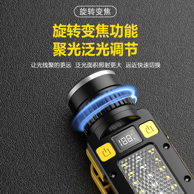 Transfronterizos nuevos fuertes cabezales calvas recargables lámpara de trabajo cabeza pequeña portátil al aire libre pescar lámpara de larga duración