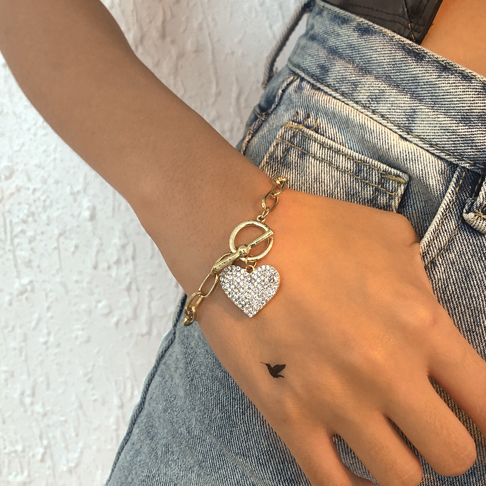 Cross-border Simple Small Fragrant Wind Geometric Chain Full of Rhinestone Love Necklace Bracelet