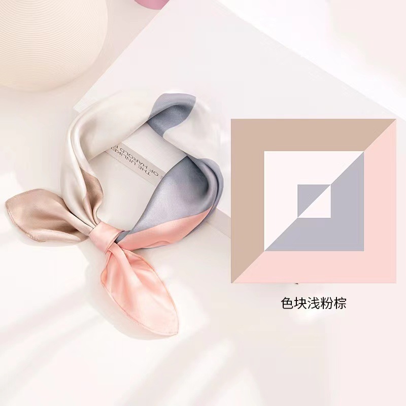 2025 primavera y otoño decoración coreana bufanda geométrica literaria de todo fósforo nueva bufanda de seda 70 bufanda cuadrada pequeña bufanda retro femenina