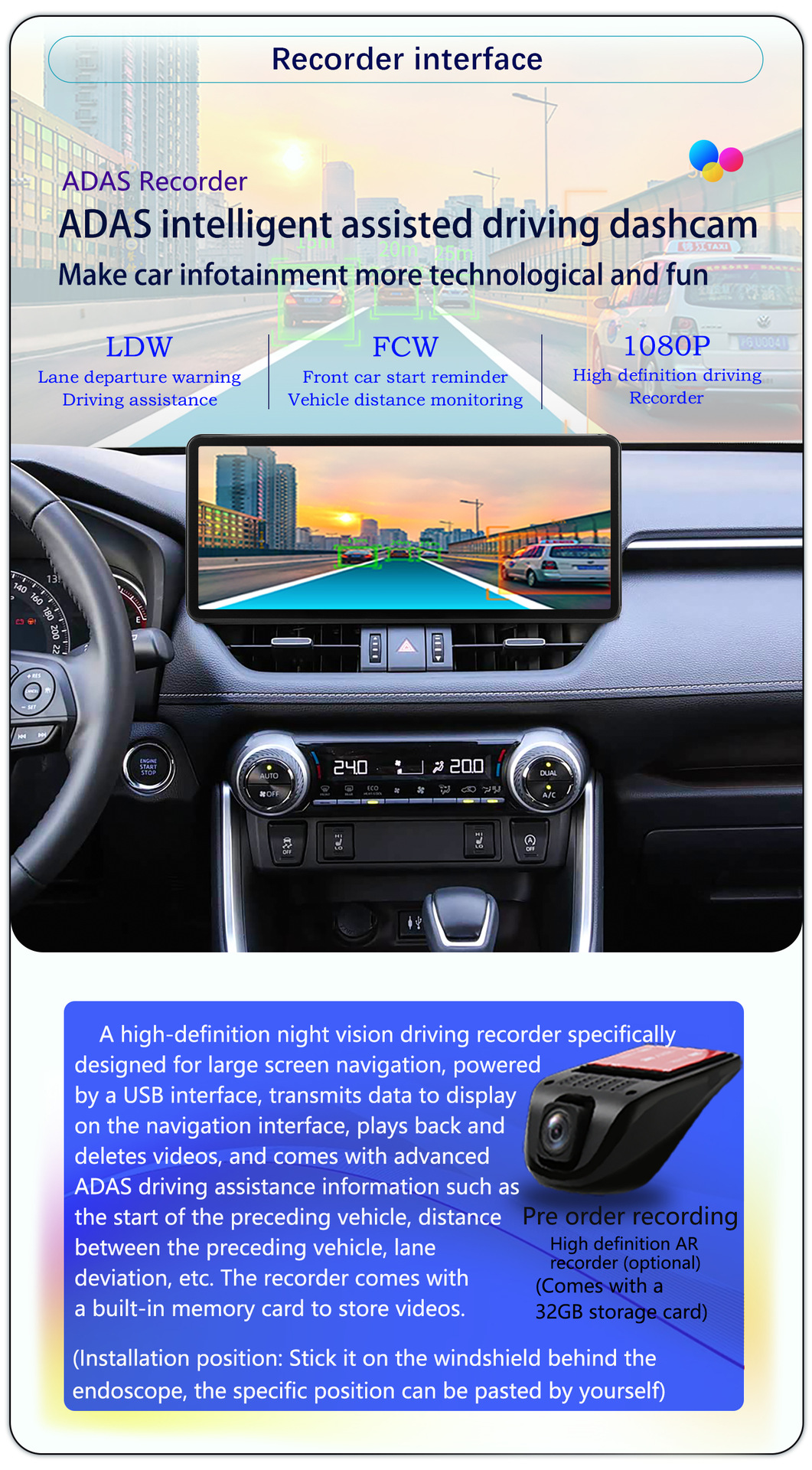 Suitable for 12.3-Inch 20-22 Model Toyota Rav4 Android Large-Screen Carplay Navigation 360 Panoramic All-In-One Machine