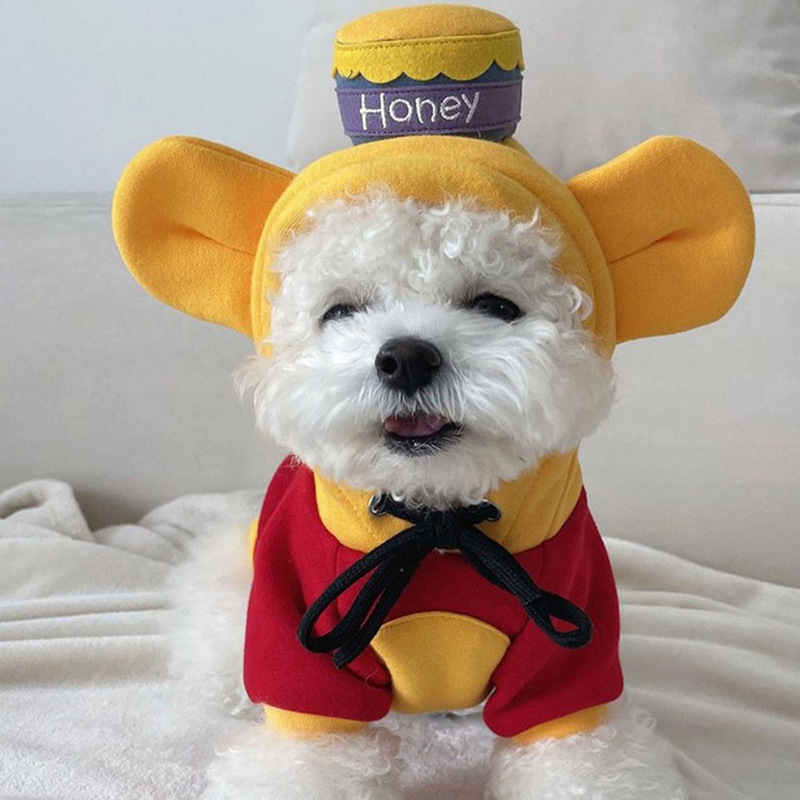 BICHON FRIZE 봄과 가을 포메라니안 운동복 슈나우저 강아지 옷 코기 고양이 작은 테디 애완 동물 강아지 폴리 에스터