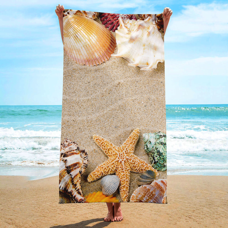 Cross-Border Lazy Beach Towel 3D Digital Printing Plus Snap Can Wear Square Towel Summer Series Beach Towel