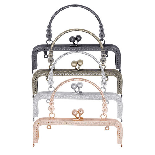 18cm-20cm square embossed handbag, thick without breaks, three-flower lace hand-drawn gold, luggage hardware accessories