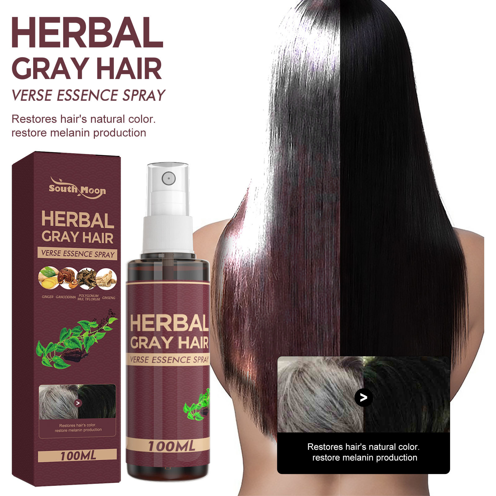 Southmoon Herbal Hair Liquid He Shou Wu Herbal Essence Moisturizing Hair Care Liquid for Black and Shiny Hair