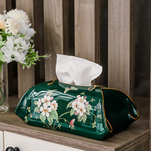 美式陶瓷家用抽纸盒欧式轻奢收纳北欧装饰纸抽盒新中式纸巾盒摆件
