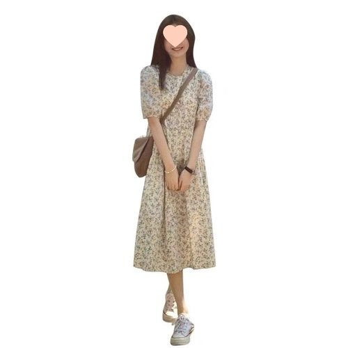 Summer Year Beach Vacation Style Floral Print Dress for Women, Mallow Tea Break French Long Dress, Spring Outfit
