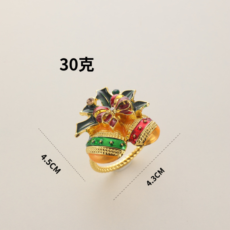 跨境圣诞餐巾环圣诞树小麋鹿花环铃铛拐杖雪花酒店装饰餐巾扣|undefined