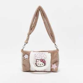 2025新款秋冬kitty凯蒂猫可爱大容量外出旅游毛绒绒手提单肩包女