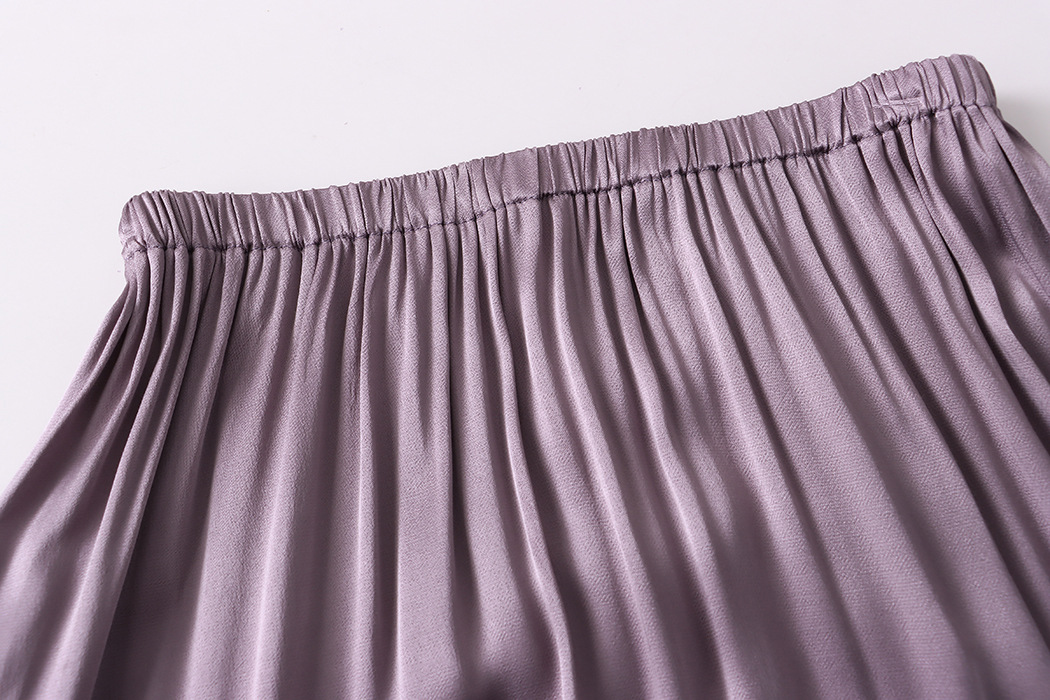 French Draping Satin Rayon A Line Vest Skirt Two Piece Suit