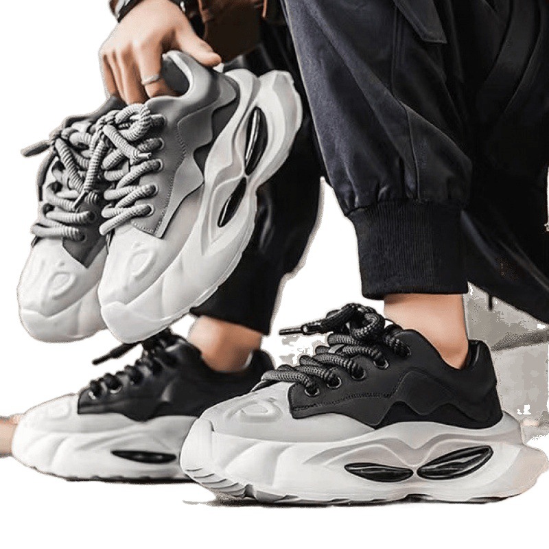 Men's 2025 Spring New Thick-Soled Versatile Niche Fashion Casual Youth Sports Height-Increasing Dad Shoes For Men_voghion.com