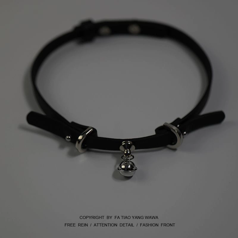 Choker Бинауральный колокольчик PU кожаный ошейник модная ключица шейный ремень рождественская личность