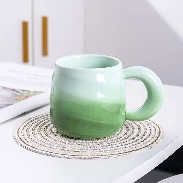 ネット赤朝食コーヒーマグカップグラデーション螺旋顔値かわいい牛乳カップ学生カップル陶磁器カップ|undefined