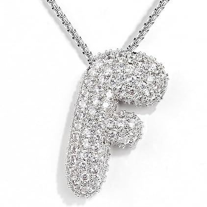 Venta caliente transfronteriza globo plateado gordito 26 letras inglesas collar colgante cobre chapado en oro real con incrustaciones de circón