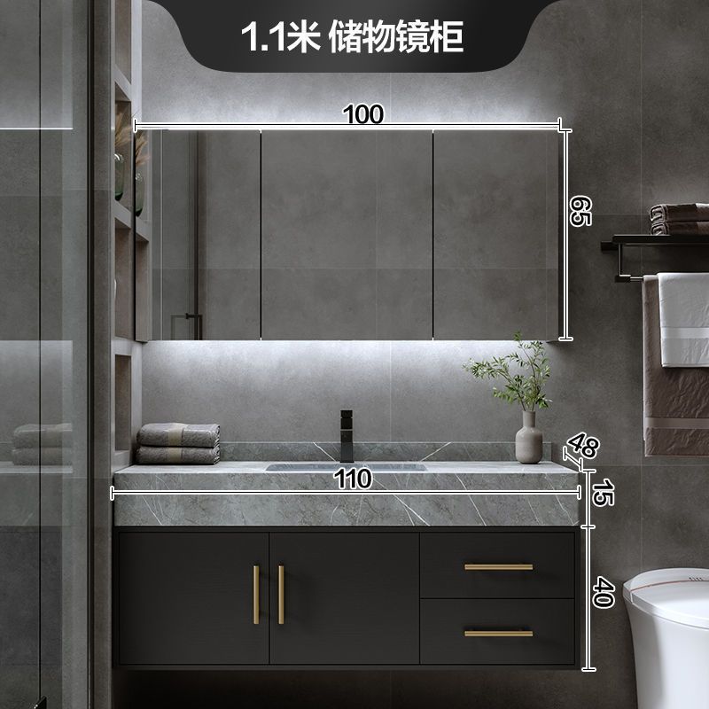 Placa de roca integrada cuenca gabinete de baño combinación de luz de lujo baño lavabo gabinete de mesa de lavado traje