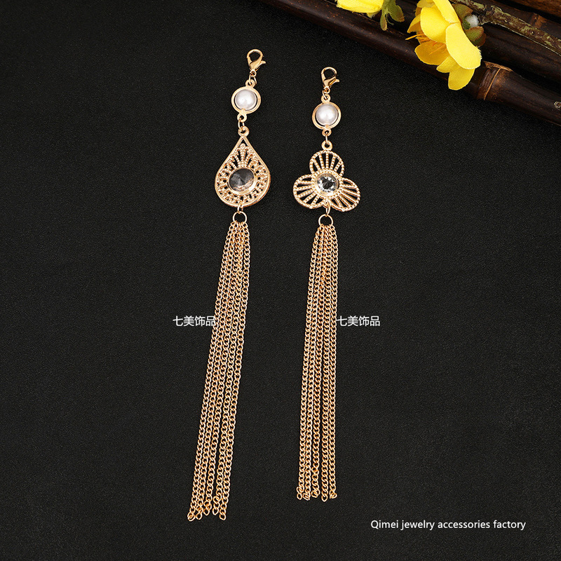Tassel Simple Elegant Handmade DIY Jewelry Accessories Middle Ancient Temperament Crystal Set Pearl Clothing Bag Pendant