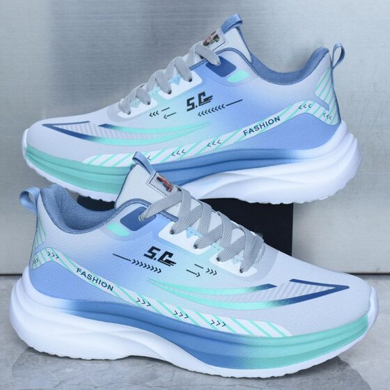 Foreign trade wholesale sneaker spring new mesh leather running shoes outdoor daily light comfortable breathable men's shoes