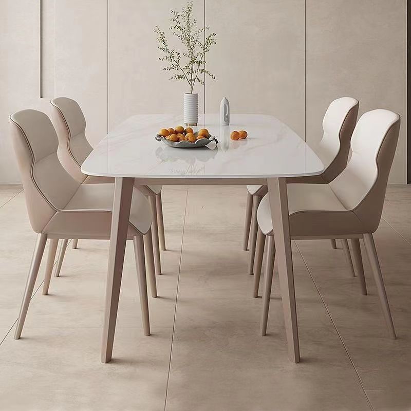 Luz y lujo moderno simple casa pequeña mesa de comedor rectangular italiana mesa de comedor de tabla de roca brillante combinación de mesa de comedor
