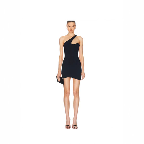 Women's Summer Single Shoulder Elastic Tight Asymmetrical Nightclub Party Off-the-Shoulder Bandage Mini Dress Cross-Border Supply