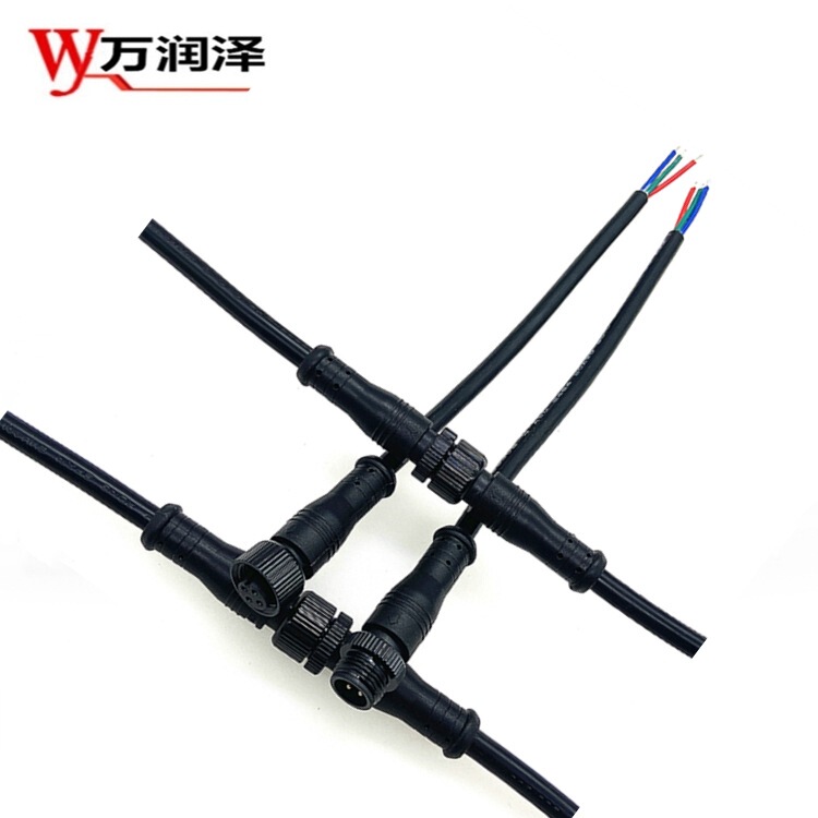 M12 Metal 4-Core Waterproof Cable M12 Connection Cable Male and Female Plug 4Pdc Power Cord Harness 2-Core 3-Core Aviation Connector