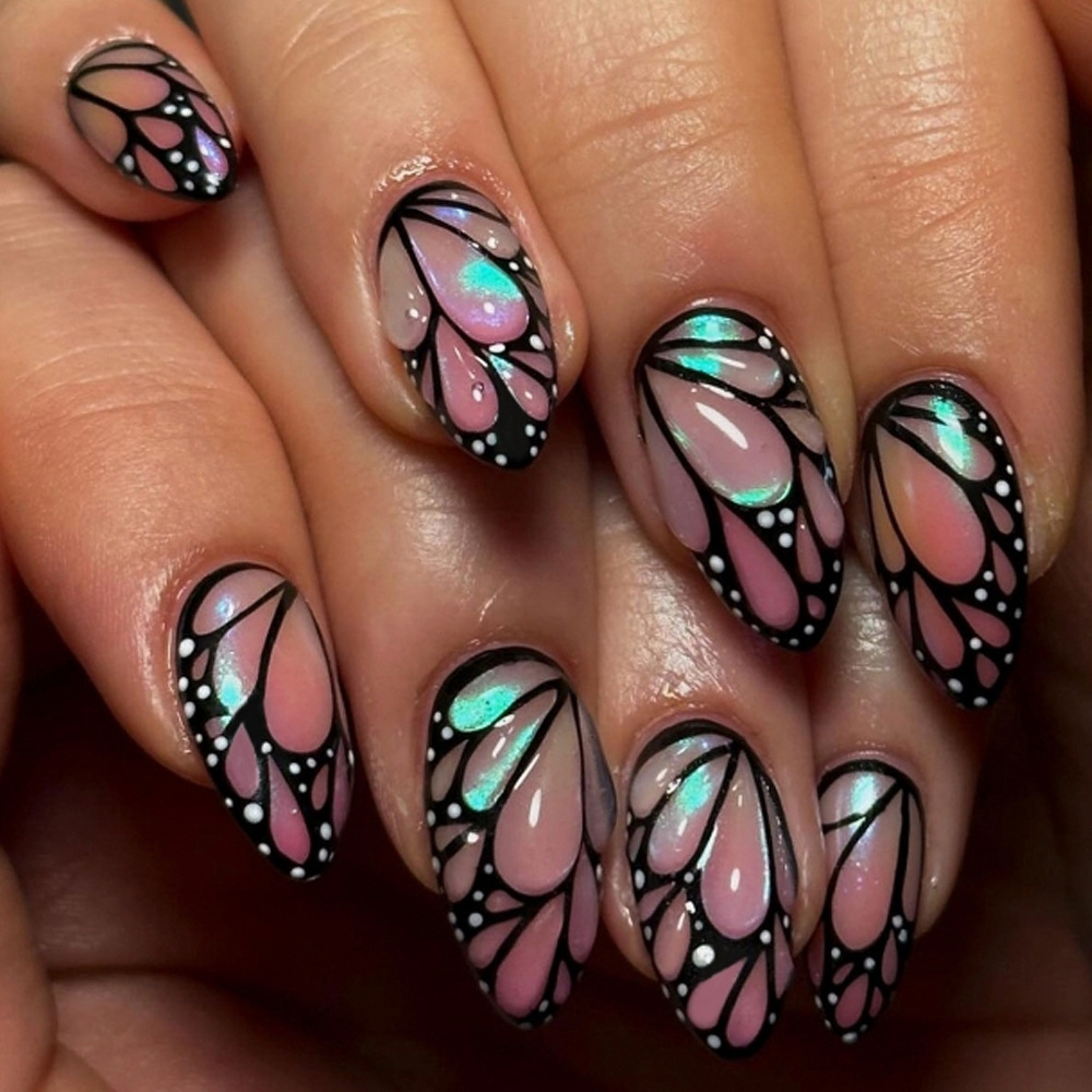 Uñas postizas 3D estéreo blanqueadoras, muy vendidas, piezas de arte de uñas portátiles transfronterizas, pegatinas de uñas sencillas con un toque de alta gama, venta al por mayor