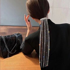 きらきらと輝く水ドリル流蘇神仙頭飾り韓国高級感ファッションスプリングクリップ女後頭部馬尾クリップ髪飾り