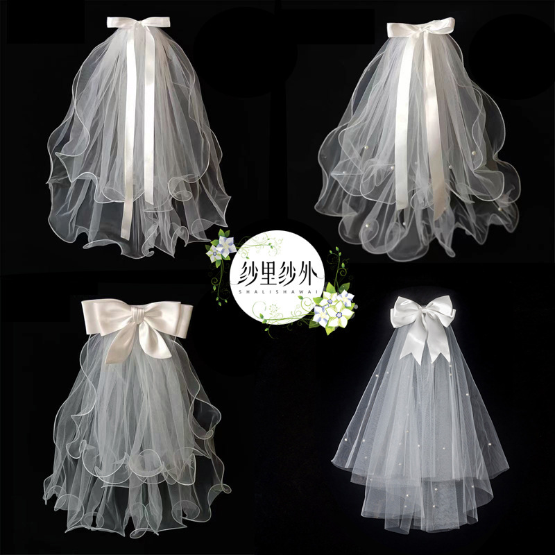 License Registration Small Veil Short Simple Proposal Props Engaged Bride Wedding Photograph French Bow Headwear License Registration Small Veil Short Simple Proposal Props Engaged Bride Wedding Photograph French Bow Headwear