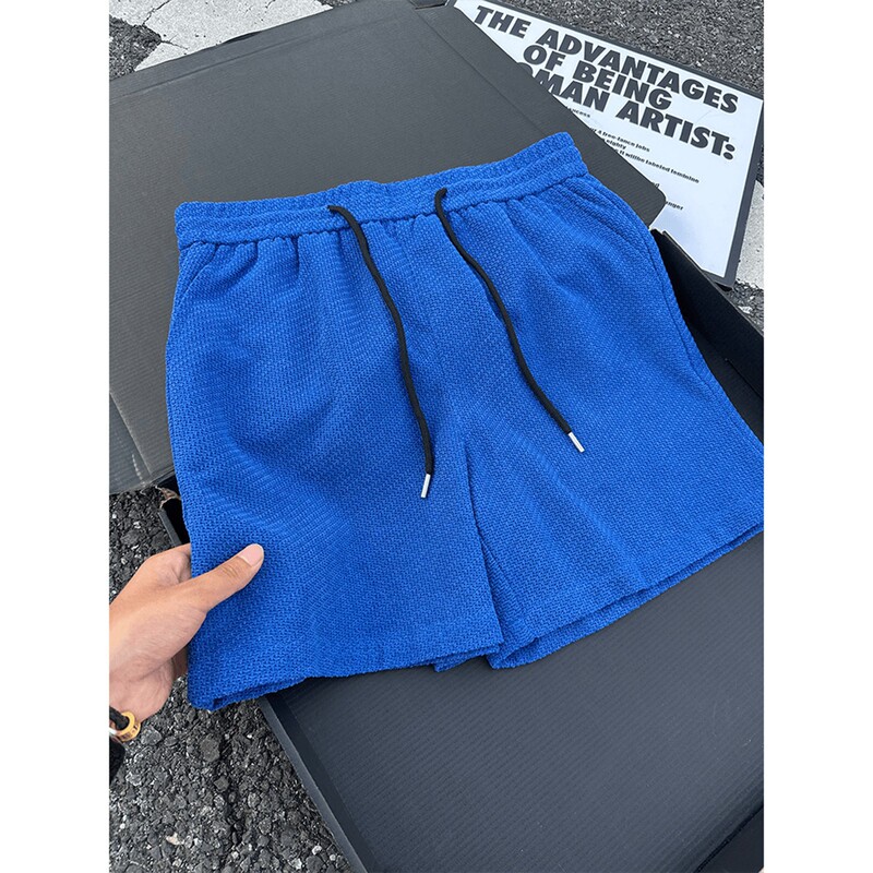 Navy blue breathable dragon scale pattern shorts for men, summer thin textured pants for sports and fitness, suitable for outdoor wear