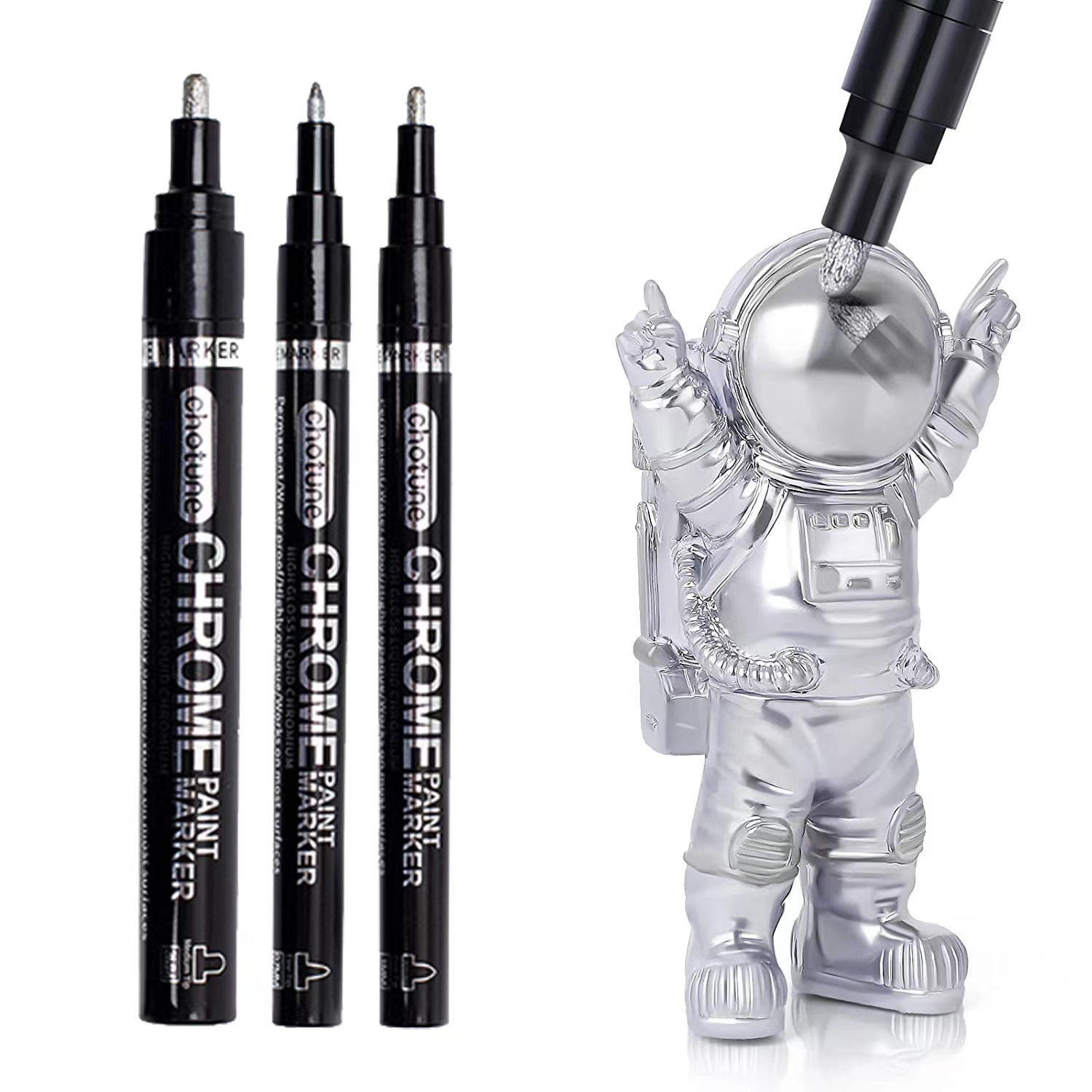 Mirror surface chrome-plated marker, electroplated silver reflective highlighter, high-gloss model DIY glass paint metal pen