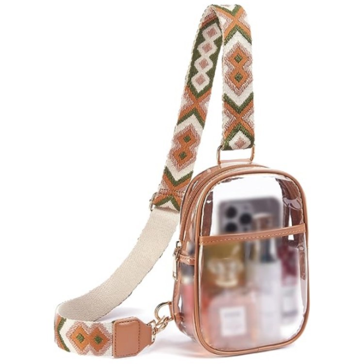 Amazon New PVC Hoof Flower Transparent Straps Women's Single Backpack Ladies Heavy Duty Transparent Chest Bag Storage Bag