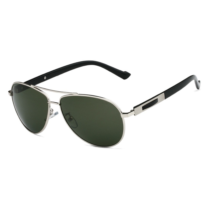 Hombres interior recubierto gafas de sol polarizadas Rana espejo marco Acero inoxidable 3250