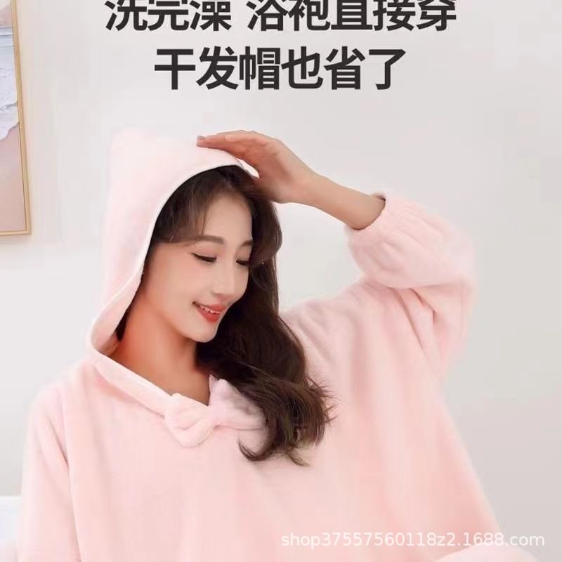 ?가을과 겨울 초대형 두꺼운 목욕 가운 목욕 타월 여성 가구 흡수성 면 부드러운 빠른 건조 목욕 스커트 목욕 수면