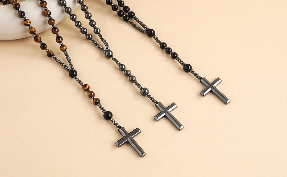 Black Cross Pendant Necklace Image 8