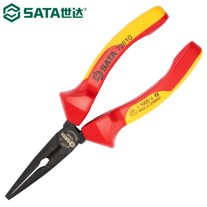 世达工具72610绝缘尖嘴钳高压尖咀钳长嘴钳子电工钳G系列6英寸