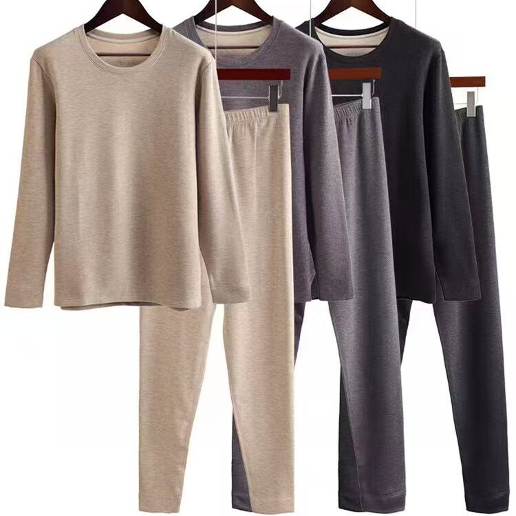 New Round Neck Double Scrub Wool Silk Velvet Thickened Warm Men's suit Soft Waxy Long Sleeve Trousers plus size Pajamas New Round Neck Double Scrub Wool Silk Velvet Thickened Warm Men's suit Soft Waxy Long Sleeve Trousers plus size Pajamas