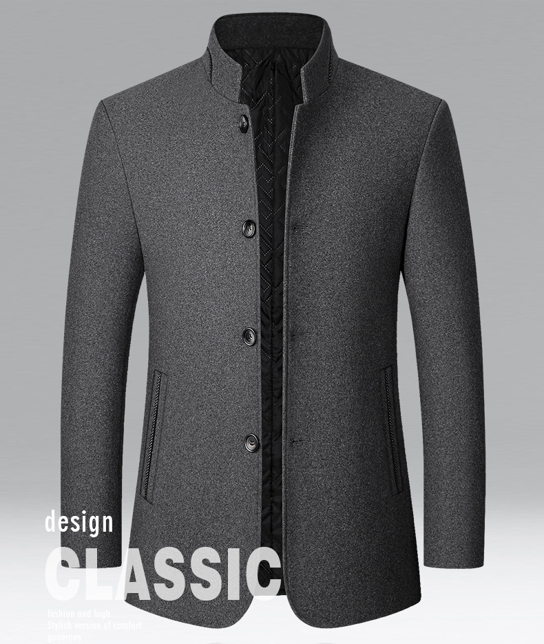 Manteau en laine pour hommes d'âge moyen, automne et hiver 2024, nouveau manteau en laine à col montant, vêtements décontractés pour hommes_voghion.com