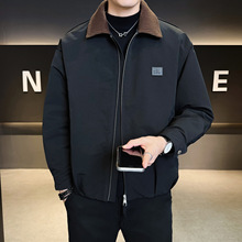 国标90 纯色无帽翻领羽绒服休闲百搭上衣外套男 A329-YR2533-P215