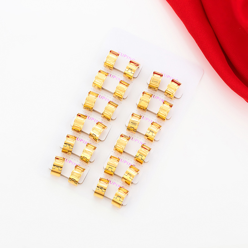 Xuping acero inoxidable 24k nicho de color diseño de aretes digitales romanos pendientes personales transfronterizos europeos y estadounidenses al por mayor