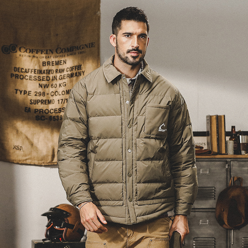 American Retro Shirt Down Jacket Men's Winter New Fashion Simple Lightweight Warm Down Jacket for Men American Retro Shirt Down Jacket Men's Winter New Fashion Simple Lightweight Warm Down Jacket for Men