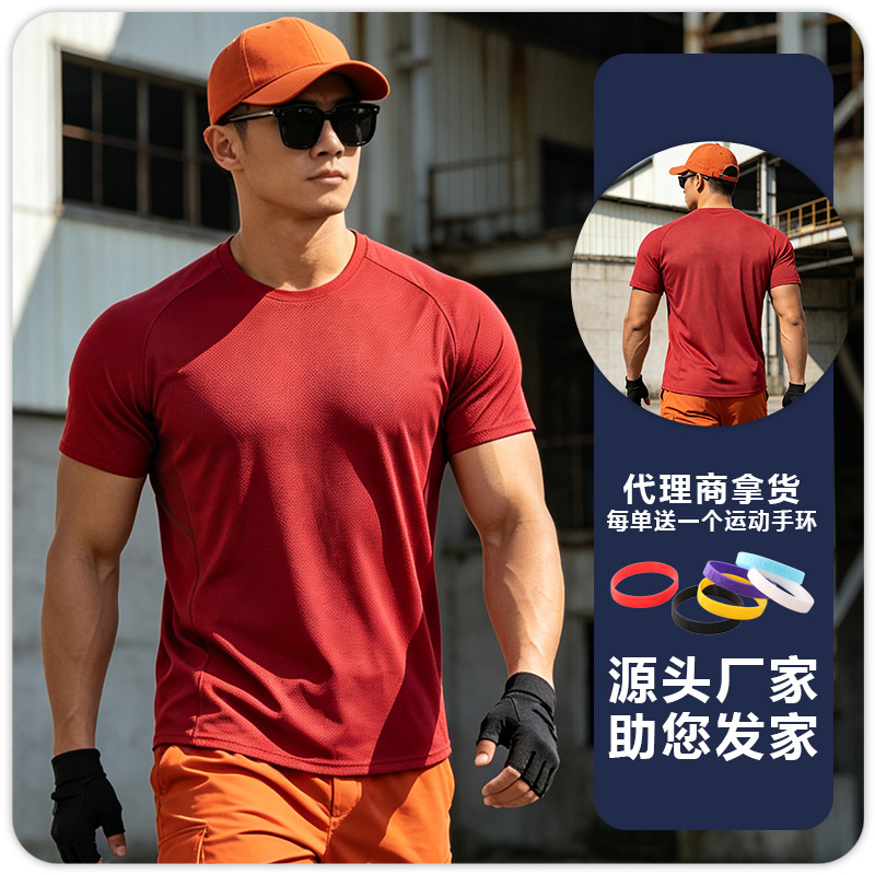 Camiseta de manga corta deportiva casual para hombres ropa de fitness de malla para hombres baloncesto suelto al aire libre más tamaño superior de secado rápido