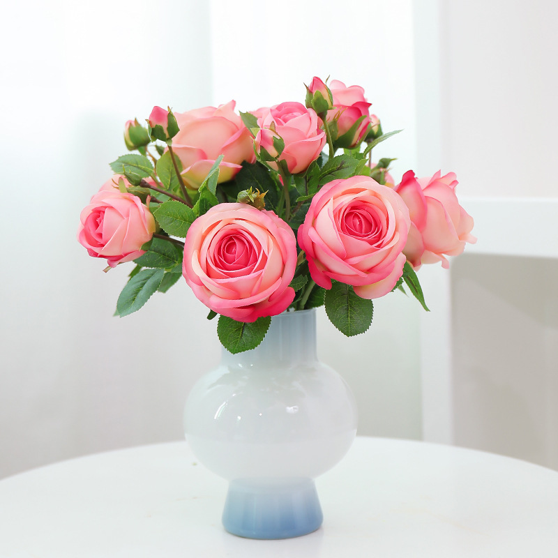 Bouquet silk flower floral dining table decoration tea table artificial flower artificial flower plastic moisturizing high-end decorative artificial Rose Bouquet silk flower floral dining table decoration tea table artificial flower artificial flower plastic moisturizing high-end decorative artificial Rose