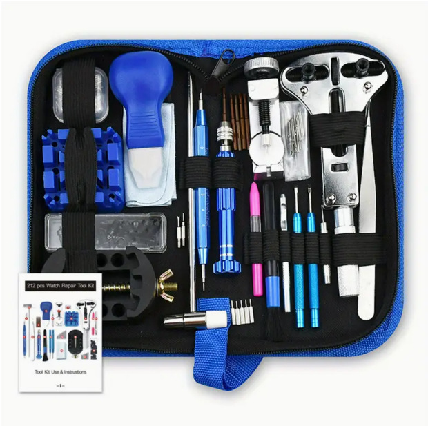 手表维修工具套装 修表212件套 金属拆表器调节表带组合工具包