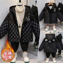 男童加绒外套棉服2025新款儿童冬季秋冬加厚宝宝洋气棉衣派克服潮